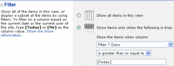 Set the views filter