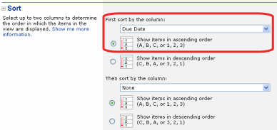 View Sorting Options