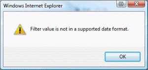 "Filter value is not in a supported date format"