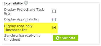 Display read-only timesheet list