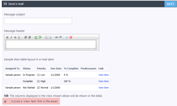 Include View Item link in email